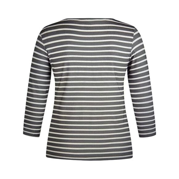 RABE STRIPE THREE-QUARTER SLEEVE T-SHIRT. - Picture 2 of 8